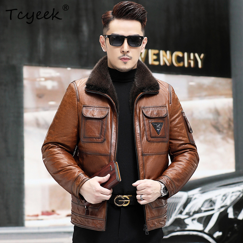 Warm Winter Clothing - Куртка мужская Tcyeek из натуральной овчины